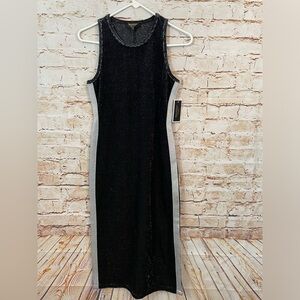 NEW Juicy Couture Black Label Womens Dress XS black lurex velour sleeveless midi